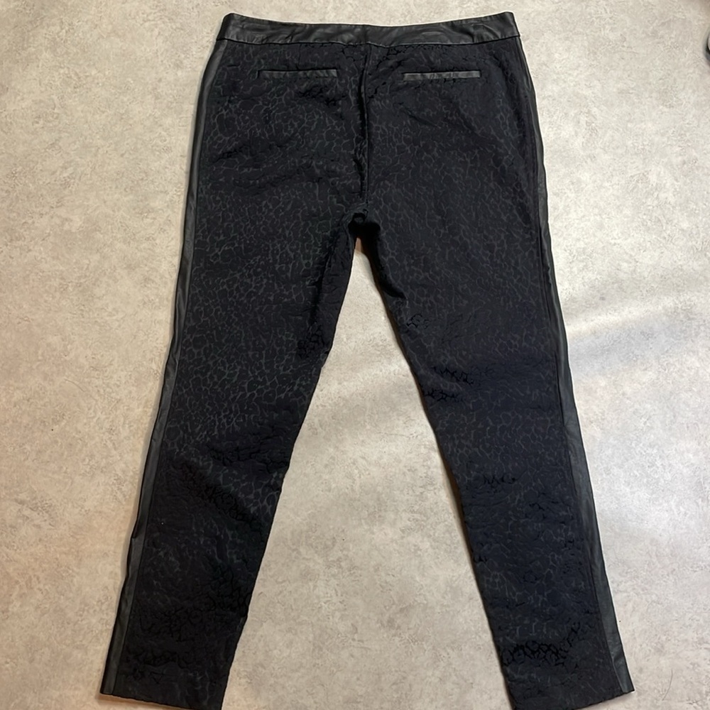 I love Ronson women’s black on black pants trousers faux leather trim. Size 16 - Picture 3 of 9